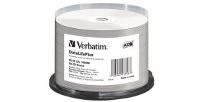 VERBATIM CD-R(50-pack) spindl, AZO 52X,700MB,WHITE WIDE THERMAL PRINTABLE SURFACE NON-ID