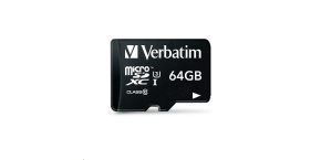 VERBATIM MicroSDXC karta 64GB Pro, U3 + adaptér