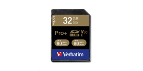 VERBATIM SDHC karta 32GB PRO+ Class 10, UHS-1 (R:90/W:80 MB/s)