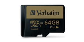 VERBATIM MicroSDXC karta 64GB PRO+ Class 10, UHS 1 (R:90/W:80 MB/s)