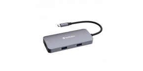 VERBATIM Hub USB-C Pro Multiport 5 Port, 2x USB 3.2, 1x USB-C, HDMI, RJ45, šedá