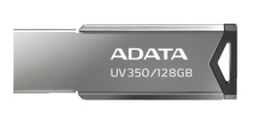 ADATA Flash Disk 128GB UV350, USB 3.2 Dash Drive, tmavě stříbrná textura kov