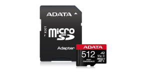 ADATA MicroSDXC karta 512GB High Endurance UHS-I C10 V30 A2 (R:100/W:85 MB/s) + SD adaptér