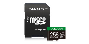 ADATA MicroSDXC karta 256GB Speed Plus, U3, C10, A2, V30 (R:180/W:160 MB/s) + SD adaptér