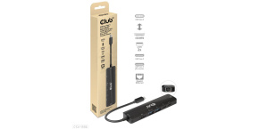 Club3D hub USB-C, 6-in-1 Hub s HDMI 8K30Hz, 2xUSB Type-A, RJ45 a 2xUSB Type-C, Data a PD nabíjení 100W