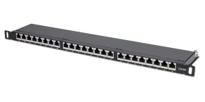 Intellinet Patch panel 24 port Cat6A, stíněný FTP, černý, 0.5U