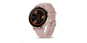 Garmin Venu® 3S, Nerezová luneta Soft Gold, pouzdro Dust Rose, silikonový řemínek