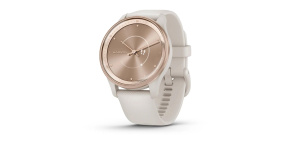 Garmin vívomove® Trend, Nerezová luneta Peach Gold, pouzdro Ivory, silikonový řemínek