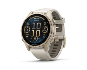 Garmin fenix® 8 – 43 mm, AMOLED, Sapphire, Soft Gold / Fog grey se silikonovým řemínkem, EU