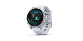 Garmin fenix® 8 – 43 mm, AMOLED, Silver / Whitestone se silikonovým řemínkem.