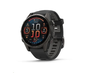 Garmin fenix® 8 – 43 mm, AMOLED, Sapphire, Carbon grey DLC titanium, Black / Pebble grey se silikonovým řemínkem, EU