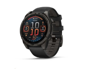 Garmin fenix® 8 – 47 mm, AMOLED, Sapphire, Carbon grey DLC titanium s Black/Gray silikonovým řemínkem, EU