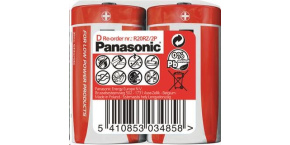 PANASONIC Zinkouhlíkové baterie Red Zinc R20RZ/2P D 1,5V (shrink 2ks)