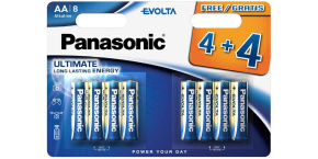 PANASONIC Alkalické baterie Evolta Platinum LR6EGE/8BW 4+4F AA 1,5V (Blistr 8ks)