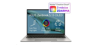 ASUS NTB Zenbook S (UX5304VA-OLED075W), i7-1355U, 13.3" 2880 x 1800, 16GB, 1TB SSD, Iris Xe, W11 Home, Gray