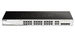 D-Link DGS-1210-28 28-port Gigabit Smart+ Switch, 24x GbE, 4x RJ45/SFP, fanless