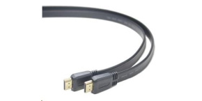 PREMIUMCORD HDMI High Speed + Ethernet plochý kabel, zlacené konektory, 5m