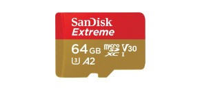 SanDisk micro SDXC karta 64GB Extreme Action Cams and Drones (170 MB/s Class 10, UHS-I U3 V30) + adaptér
