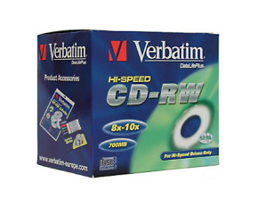 VERBATIM CD-RW(10-Pack)Jewel/High Speed/8x-12x/DLP/700MB