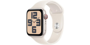 Apple Watch SE (2024) GPS + Cellular 40mm Starlight Aluminium Case with Starlight Sport Band - S/M