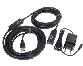 PremiumCord USB 3.0 repeater a prodlužovací kabel A/M-A/F 10m