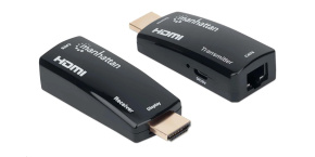 MANHATTAN HDMI Extender by Single Cat5e/6 up to 60m, Black, Retail Box