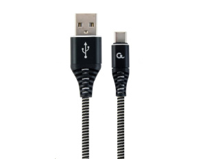 GEMBIRD Kabel USB 2.0 AM na Type-C kabel (AM/CM), 2m, opletený, černo-bílý, blister, PREMIUM QUALITY