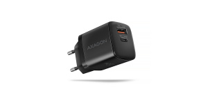 AXAGON ACU-PQ20, nabíječka do sítě 20W, 2x port (USB-A + USB-C), PD3.0/PPS/QC4+/AFC/Apple, černá