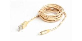 GEMBIRD Kabel USB 2.0 Lightning (IP5 a vyšší) nabíjecí a synchronizační kabel, opletený, 1,8m, zlatý, blister