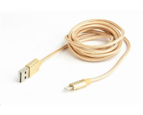 GEMBIRD Kabel USB 2.0 Lightning (IP5 a vyšší) nabíjecí a synchronizační kabel, opletený, 1,8m, zlatý, blister