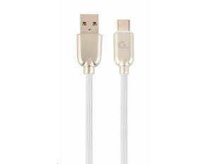 GEMBIRD Kabel USB 2.0 AM na Type-C kabel (AM/CM), 1m, pogumovaný, bílý, blister, PREMIUM QUALITY