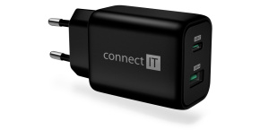 CONNECT IT Wanderer2 GaN nabíjecí adaptér 1×USB-C + 1xUSB-A, 33W PD, černá