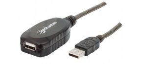 MANHATTAN Kabel USB 2.0 A-A, aktivní prodlužovací 5m, Daisy-Chainable, Blister