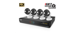 iGET HOMEGUARD HGNVK84904 - Kamerový systém s UltraHD 4K kamerami, IR LED, venkovní, set 4x kamera + rekordér