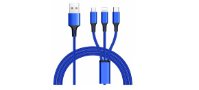 PremiumCord Kabel 3 in 1 USB, 3 konektory USB Type-C + micro USB + Lightning pro Apple, 1.2m