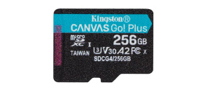 Kingston MicroSDXC karta 256GB Canvas Go! Plus, R:200/W:160MB/s, Class 10, UHS-I, U3, V30, A2 + Adaptér