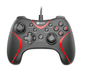 C-TECH gamepad Theon pro PC/PS3, 2 programovatelná makro tlačítka, 2x analog, X-input, vibrační, 1,8m kab