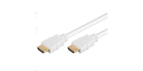 PremiumCord HDMI High Speed + Ethernet kabel,bílý, zlacené konektory, 0.5m