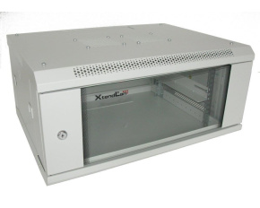 XtendLan 19" nástěnný rozvaděč 4U 600x450, nosnost 60 kg, skleněné dveře, svařovaný, šedý