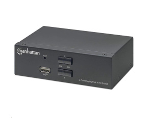 Manhattan DP přepínač, 2-Port DisplayPort KVM Switch, 4K@60Hz, černá