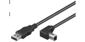 PREMIUMCORD Kabel USB 2.0 A-B propojovací 0.5m - zahnutý B konektor 90°