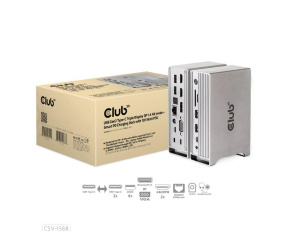 Club3D Dokovací stanice USB-C, Triple Display DP 1.4 Alt mode Displaylink Dynamic PD Charging Dock with 120 Watt PS