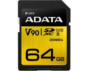 ADATA SDXC karta 64GB UHS-I U3 Class 10, Premier One (R: 290MB / W: 260MB)