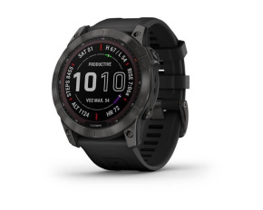 Garmin fenix 7X Sapphire Solar, Titan Carbon Gray/ Black Silicone Band