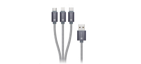 CONNECT IT Wirez 3in1 USB-C & Micro USB & Lightning, silver gray, 1,2 m