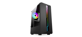 1stCOOL skříň SHARK 1, middle tower, AU, USB 3.0, bez zdroje, RGB fan, průhledná bočnice, černá