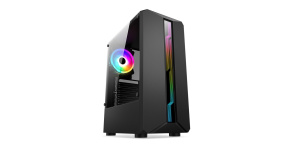 1stCOOL skříň SHARK 1, middle tower, AU, USB 3.0, bez zdroje, RGB fan, průhledná bočnice, černá