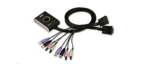 ATEN přepínač KVM 2-port DVI KVMP USB2.0, mini, audio, 1.2m kabely