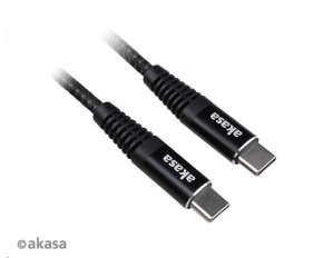 AKASA kabel napájecí Type-C na Type-C, 100W, 1m,  černá