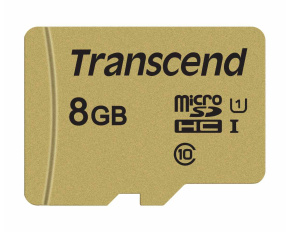 TRANSCEND MicroSDHC karta 8GB 500S, UHS-I U1 + adaptér